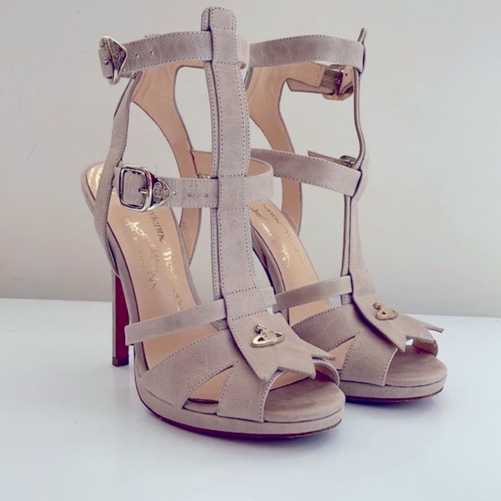 Vivienne Westwood Hells light grey leather and yellow gold hardware